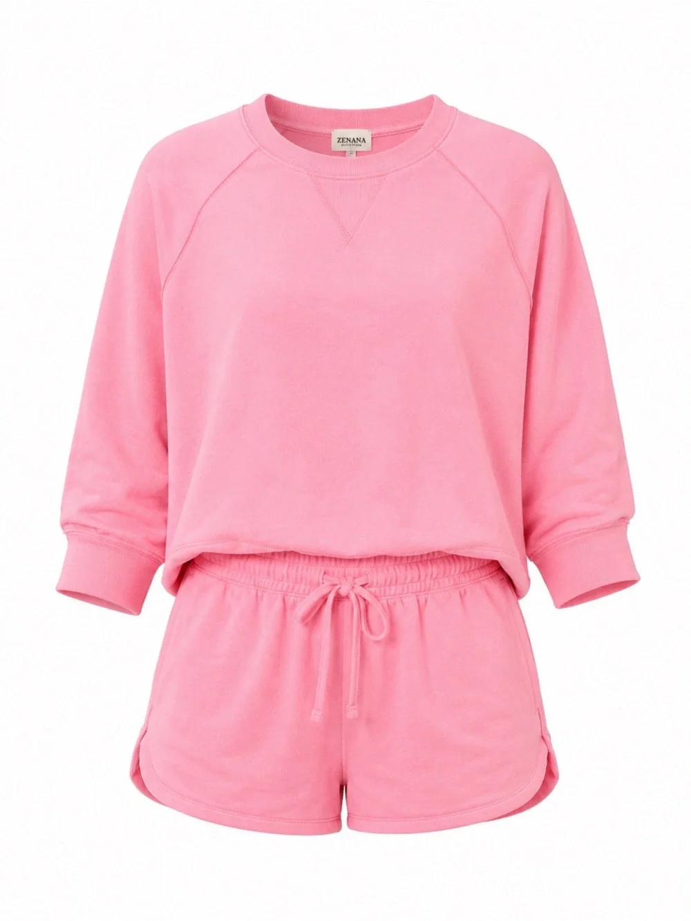 Zenana Neon Pink Lounge Set Sweatshirt & Shorts Plus Size 3X NWOT